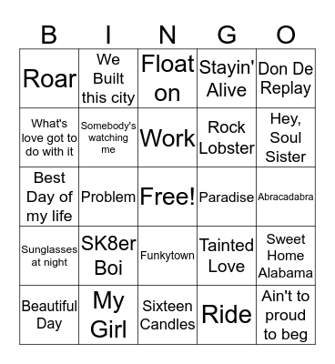 MUSIC BINGO Card