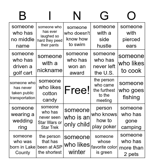 HEY!  I DIDN'T KNOW THAT! Bingo Card