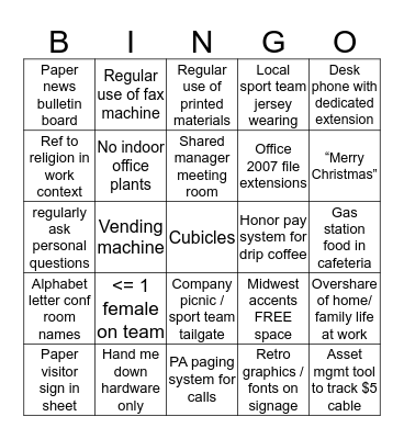 Midwest Software Company Bingo Card