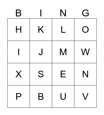 Alphabet bingo Card