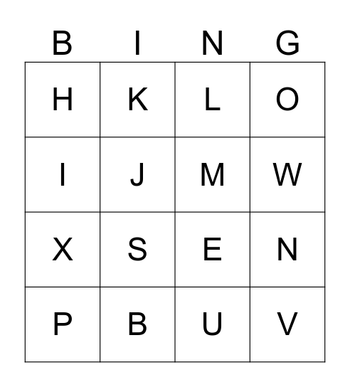 Alphabet bingo Card
