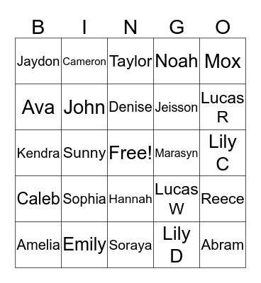 Kendra’s science bingo Card