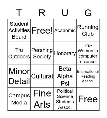 Student Orgs Bingo Card