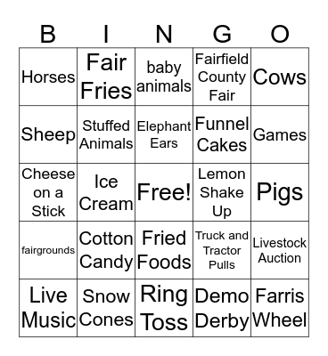 County Fair Bingo Card