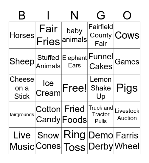 County Fair Bingo Card