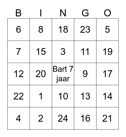 Bart Bingo Card