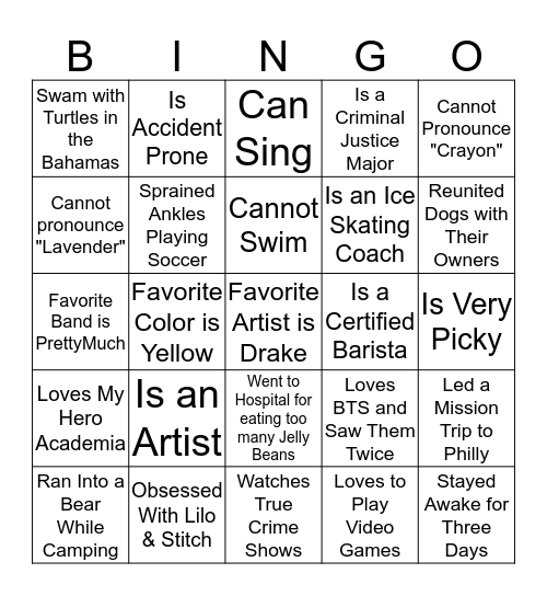 Get to Know Phi Gamma Chi BINGO! Bingo Card