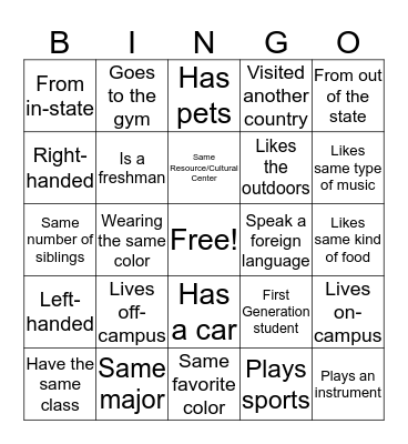 Networking Bingo Card