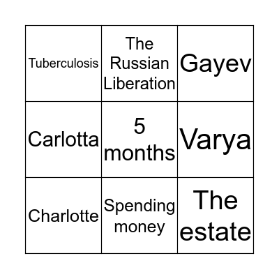 The Cherry Orchard Bingo Card