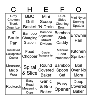 Pampered Chef-O  Bingo Card