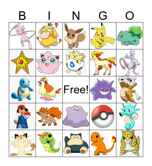 Pokemon Bingo!!! Bingo Card