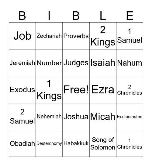 Old Testament Books of the Bible Bingo Card