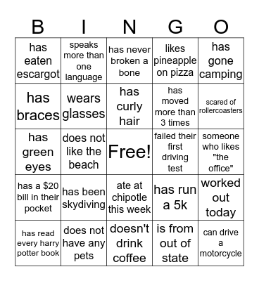 Find Someone Who... Bingo Card