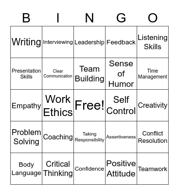 Soft Skills Bingo Card