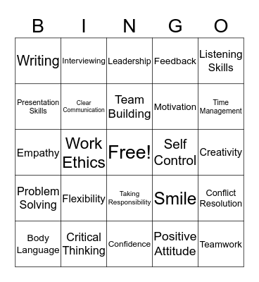 Soft Skills Bingo Card