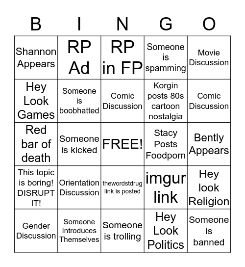 Frontpage Bingo Card