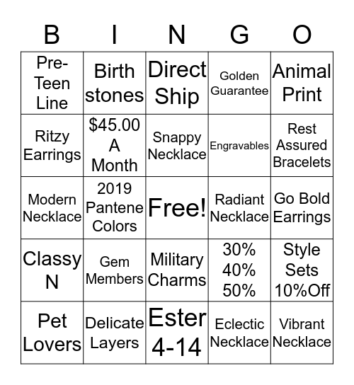 Bingo Blingo Bingo Card