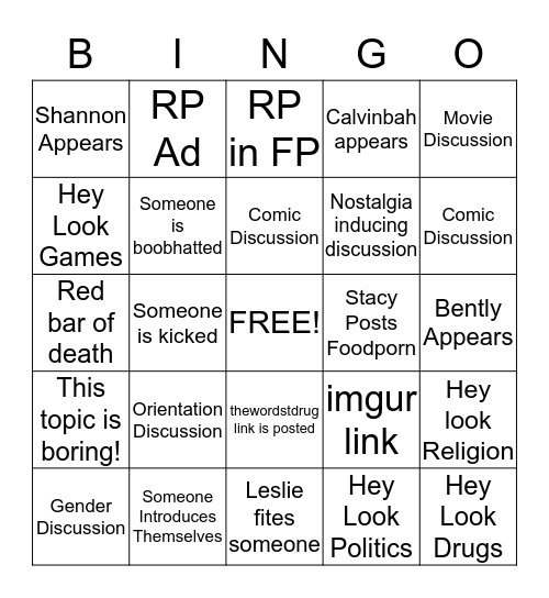 Frontpage Bingo Card