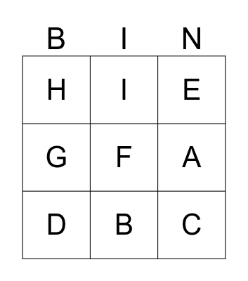 ABC Bingo Card