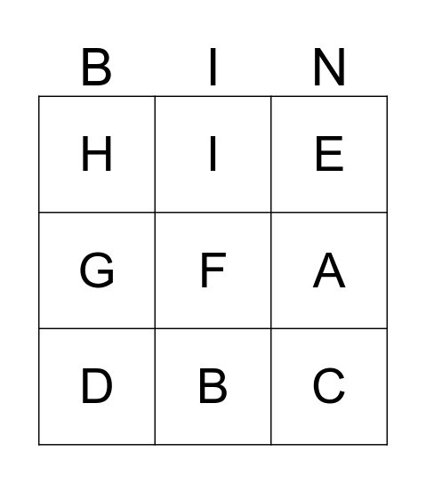 ABC Bingo Card