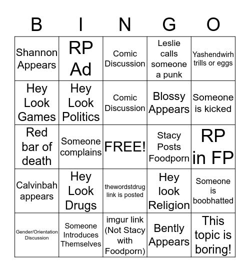 Frontpage Bingo Card