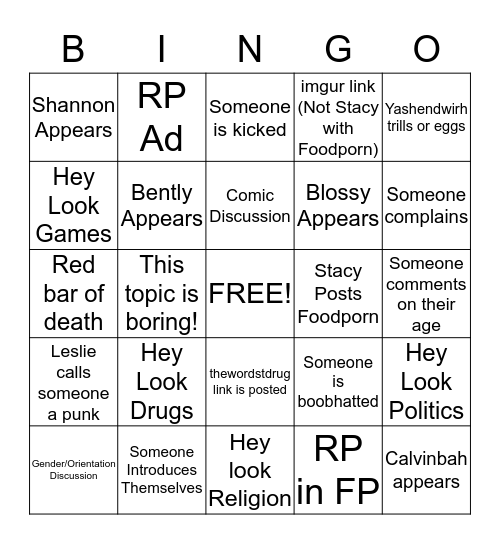 Frontpage Bingo Card