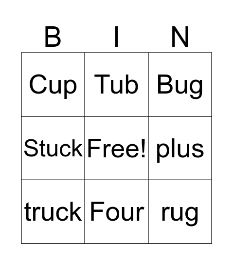 Rhyming Bingo Card