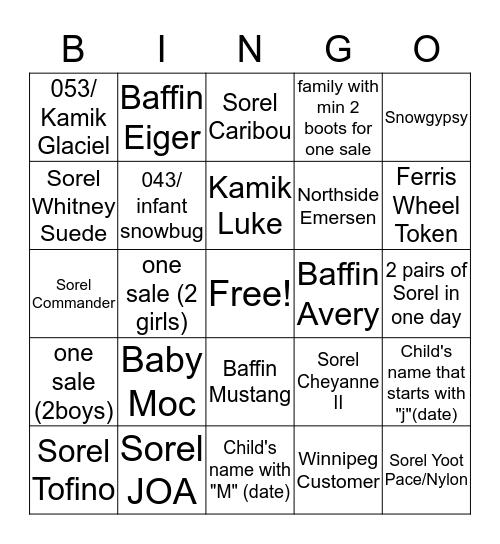 Cold Weather Boots Oct 9th - 31st Bingo Card