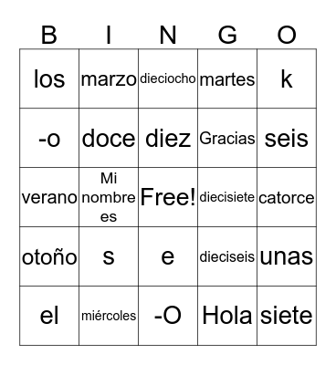 Bing Bingo Card