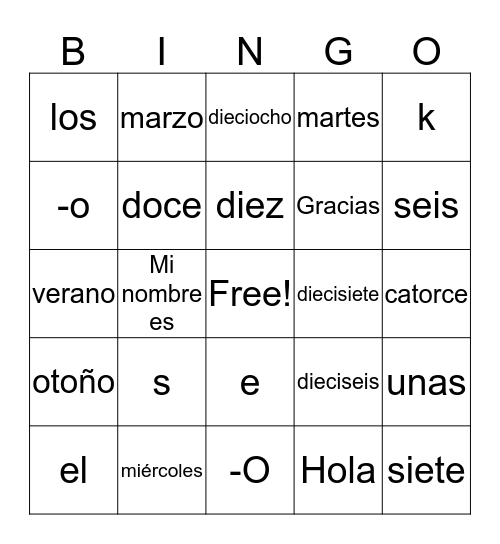 Bing Bingo Card