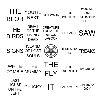 Horror Movie Bingo! Bingo Card