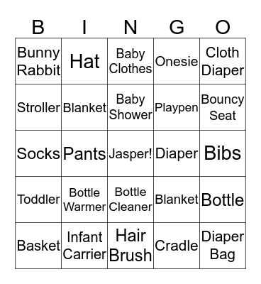 Emma's Baby Shower BINGO Card