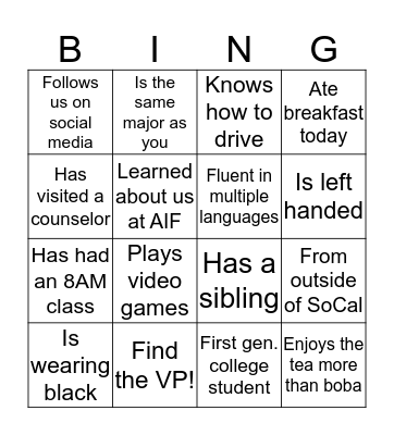 RAD Bingo Card