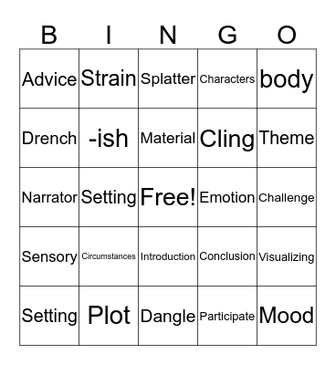 VOCABULARY Bingo Card