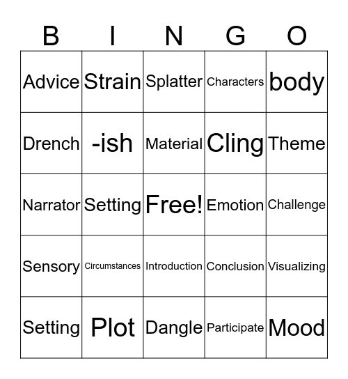 VOCABULARY Bingo Card