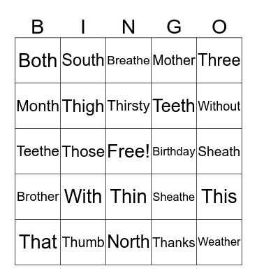 TH Bingo Card