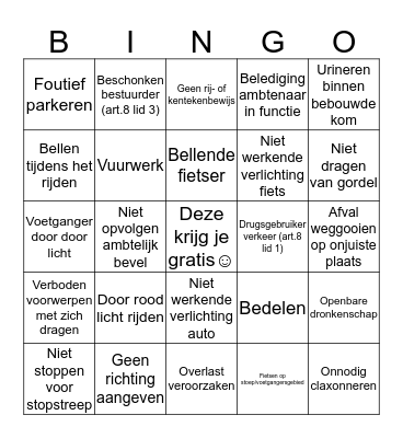 Boete bingo 2019-2020 Bingo Card