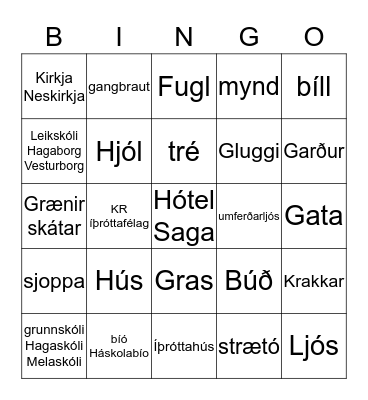 Vesturbærinn Bingo Card