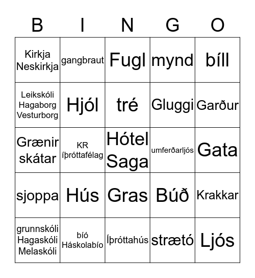 Vesturbærinn Bingo Card