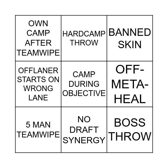 Hots Bingo Card