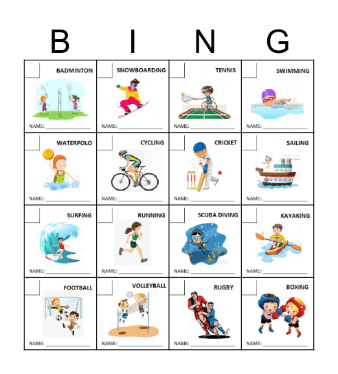 SPORTS BINGO Card