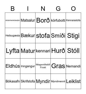 Hagaskóli Bingo Card