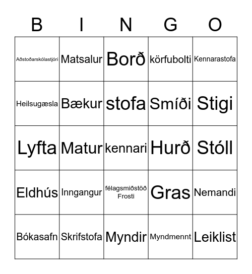 Hagaskóli Bingo Card