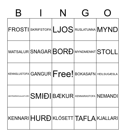 Í SKÓLANUM Bingo Card