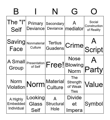 Survivor Bingo Card