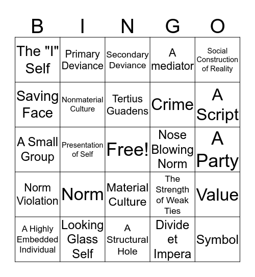 Survivor Bingo Card