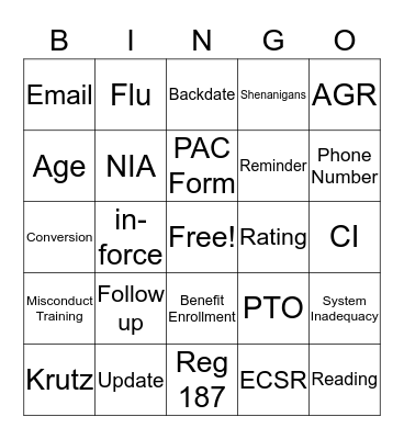 Meeting Bingo Card