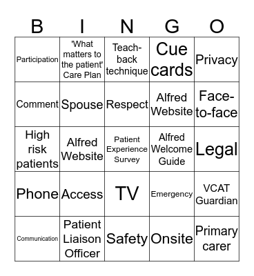 Partnering With Consumers Bingo Card