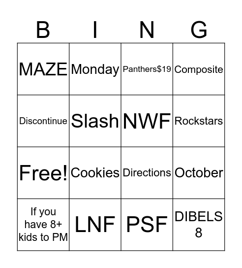 PLC BINGO Card