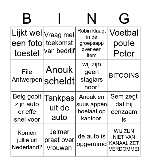 AZOER BINGO Card